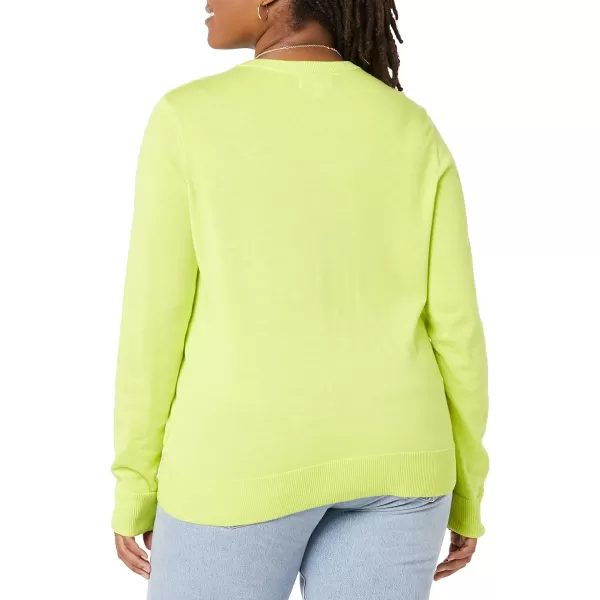 Amazon Essentials Womens Lightweight Crewneck Cardigan Sweater Available in Plus SizeLime Green