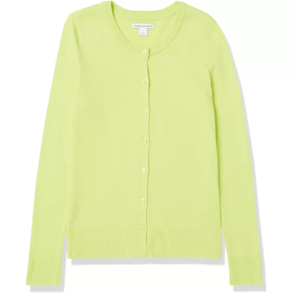 Amazon Essentials Womens Lightweight Crewneck Cardigan Sweater Available in Plus SizeLime Green