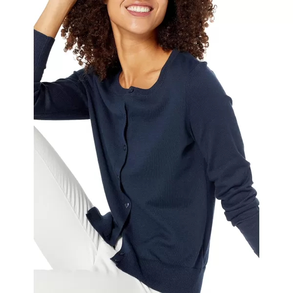 Amazon Essentials Womens Lightweight Crewneck Cardigan Sweater Available in Plus SizeNavy