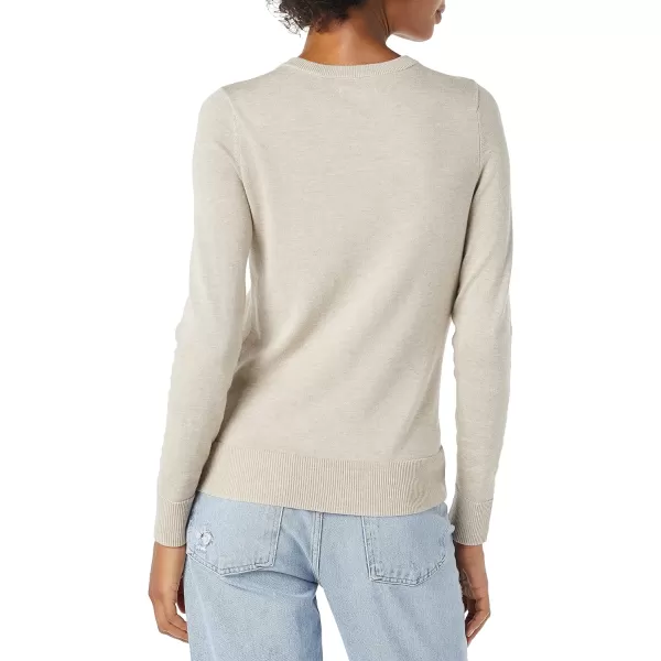 Amazon Essentials Womens Lightweight Crewneck Cardigan Sweater Available in Plus SizeOatmeal Heather