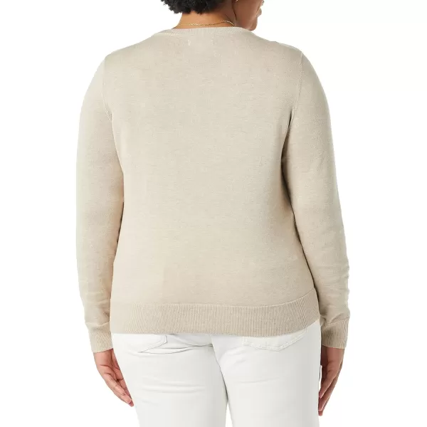 Amazon Essentials Womens Lightweight Crewneck Cardigan Sweater Available in Plus SizeOatmeal Heather