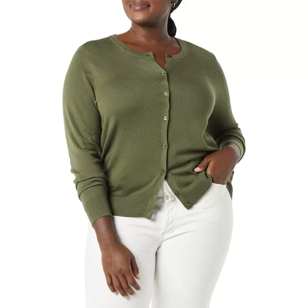 Amazon Essentials Womens Lightweight Crewneck Cardigan Sweater Available in Plus SizeOlive