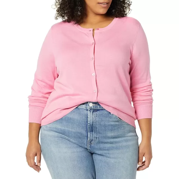 Amazon Essentials Womens Lightweight Crewneck Cardigan Sweater Available in Plus SizePink