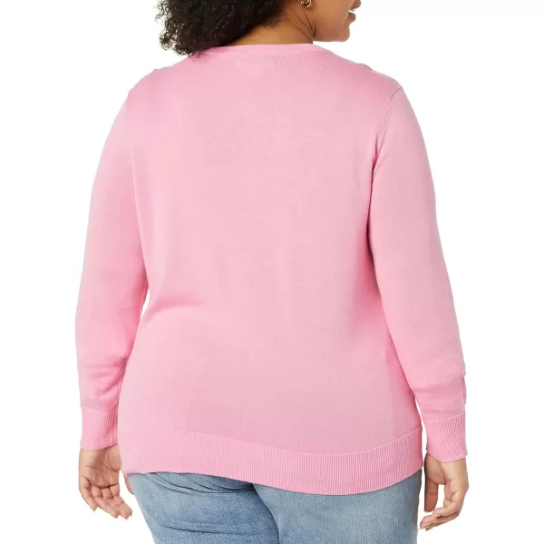 Amazon Essentials Womens Lightweight Crewneck Cardigan Sweater Available in Plus SizePink