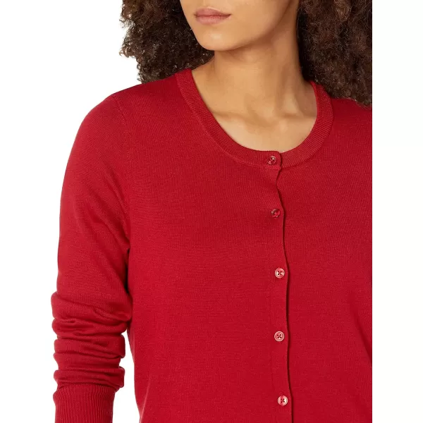 Amazon Essentials Womens Lightweight Crewneck Cardigan Sweater Available in Plus SizeRed