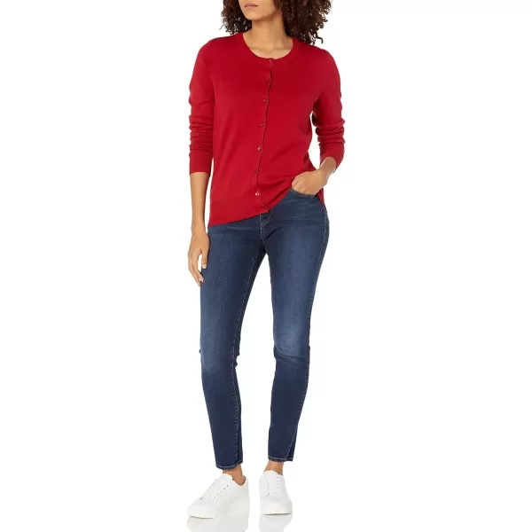 Amazon Essentials Womens Lightweight Crewneck Cardigan Sweater Available in Plus SizeRed