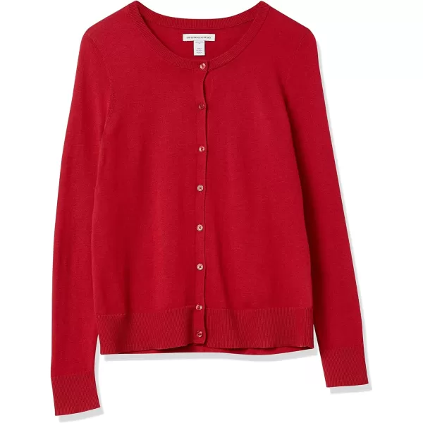 Amazon Essentials Womens Lightweight Crewneck Cardigan Sweater Available in Plus SizeRed