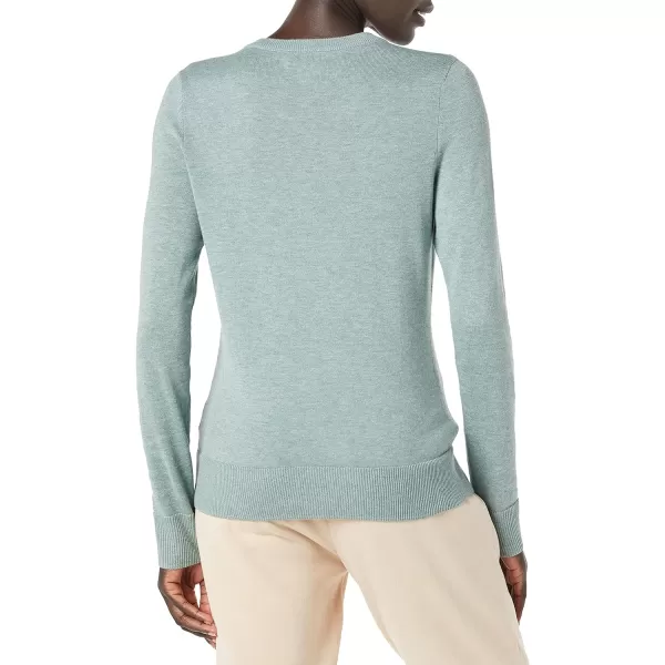 Amazon Essentials Womens Lightweight Crewneck Cardigan Sweater Available in Plus SizeSage Green Heather