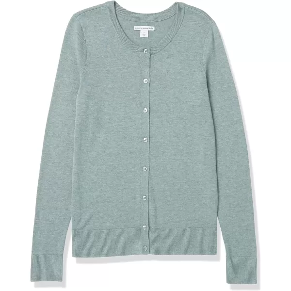 Amazon Essentials Womens Lightweight Crewneck Cardigan Sweater Available in Plus SizeSage Green Heather