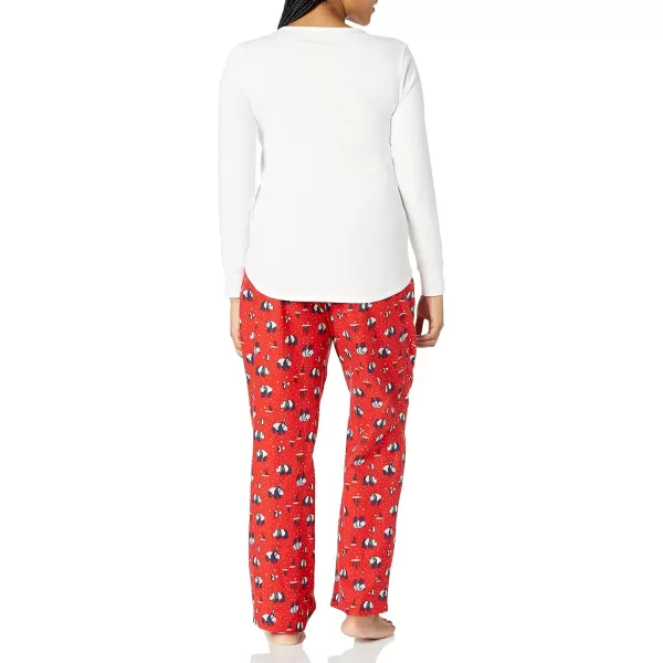 Amazon Essentials Womens Lightweight Flannel Pant and LongSleeve TShirt Sleep Set Available in Plus SizeRed Panda