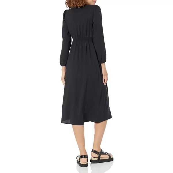 Amazon Essentials Womens Lightweight Georgette Long Sleeve VNeck Midi Dress Available in Plus SizeBlack