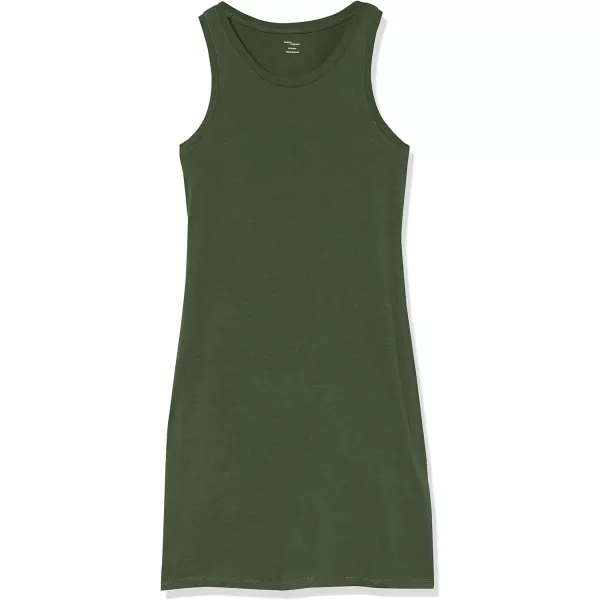 Amazon Essentials Womens Lightweight Jersey SlimFit Tank Mini Dress Previously Daily RitualDark Olive