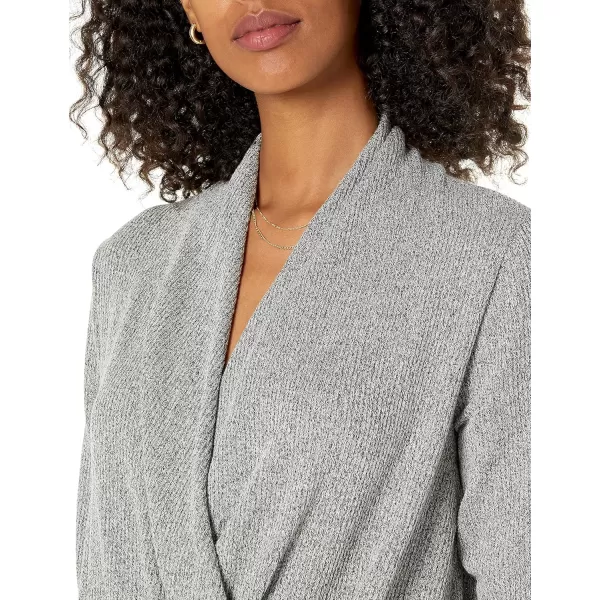 Amazon Essentials Womens Lightweight Long Sleeve Wrap HighLow Knit Top Grey SmallAmazon Essentials Womens Lightweight Long Sleeve Wrap HighLow Knit Top Grey Small