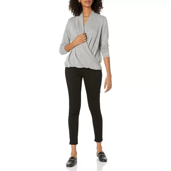 Amazon Essentials Womens Lightweight Long Sleeve Wrap HighLow Knit Top Grey SmallAmazon Essentials Womens Lightweight Long Sleeve Wrap HighLow Knit Top Grey Small