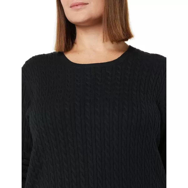 Amazon Essentials Womens Lightweight LongSleeve Cable Crewneck Sweater Available in Plus SizeBlack