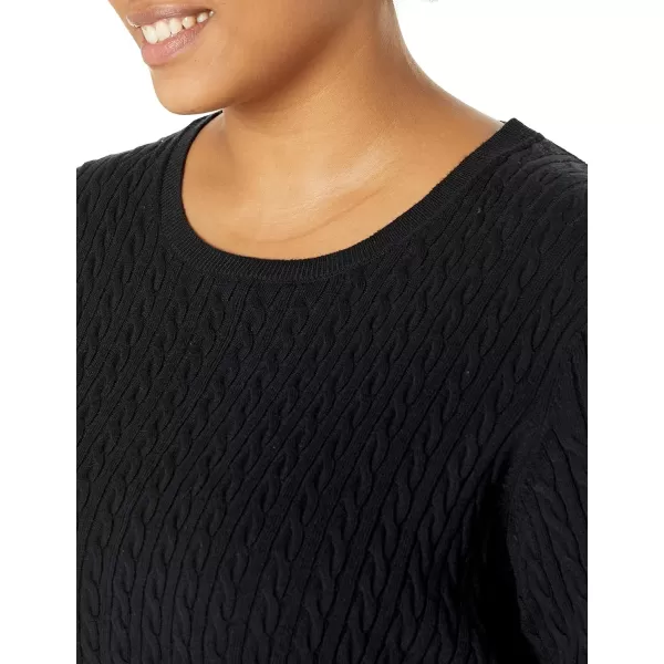 Amazon Essentials Womens Lightweight LongSleeve Cable Crewneck Sweater Available in Plus SizeBlack