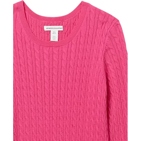 Amazon Essentials Womens Lightweight LongSleeve Cable Crewneck Sweater Available in Plus SizeBright Pink