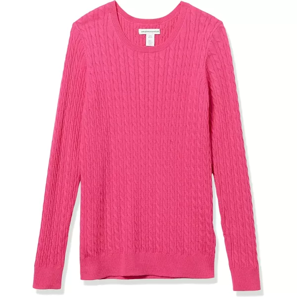 Amazon Essentials Womens Lightweight LongSleeve Cable Crewneck Sweater Available in Plus SizeBright Pink