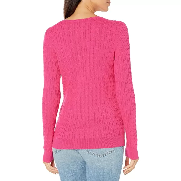 Amazon Essentials Womens Lightweight LongSleeve Cable Crewneck Sweater Available in Plus SizeBright Pink