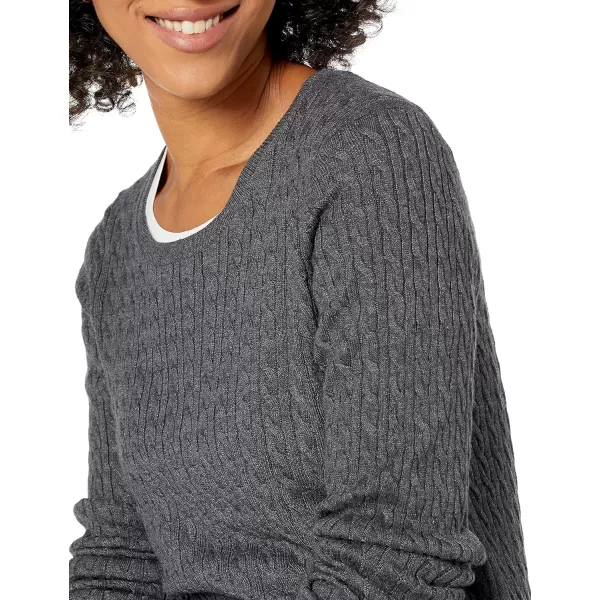 Amazon Essentials Womens Lightweight LongSleeve Cable Crewneck Sweater Available in Plus SizeCharcoal Heather