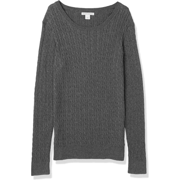 Amazon Essentials Womens Lightweight LongSleeve Cable Crewneck Sweater Available in Plus SizeCharcoal Heather