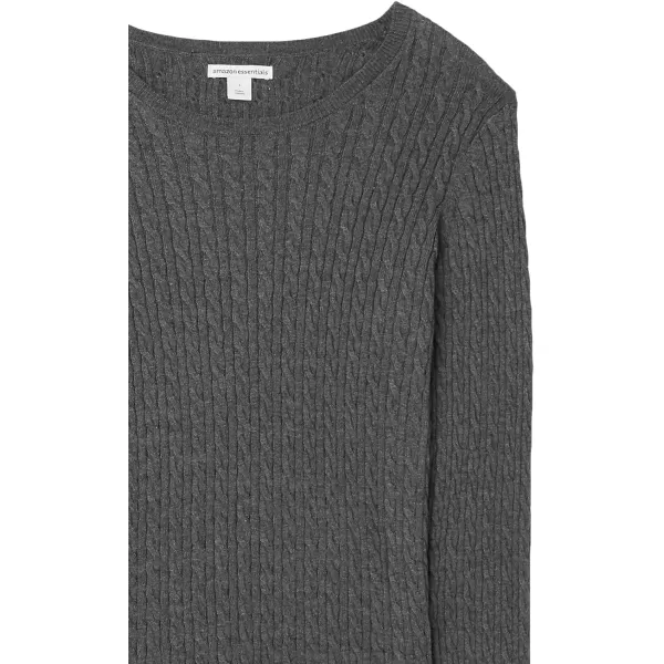 Amazon Essentials Womens Lightweight LongSleeve Cable Crewneck Sweater Available in Plus SizeCharcoal Heather