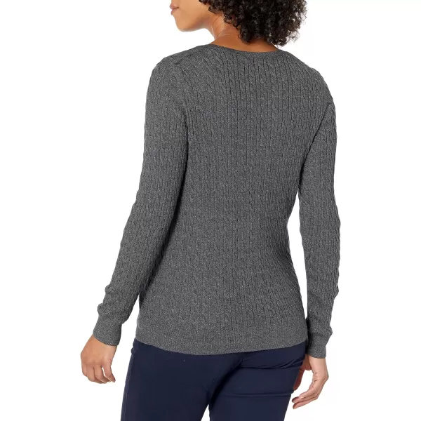 Amazon Essentials Womens Lightweight LongSleeve Cable Crewneck Sweater Available in Plus SizeCharcoal Heather