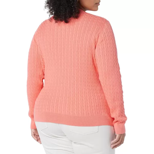 Amazon Essentials Womens Lightweight LongSleeve Cable Crewneck Sweater Available in Plus SizeCoral Pink