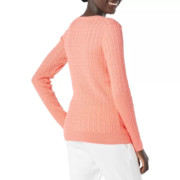 Amazon Essentials Womens Lightweight LongSleeve Cable Crewneck Sweater Available in Plus SizeCoral Pink