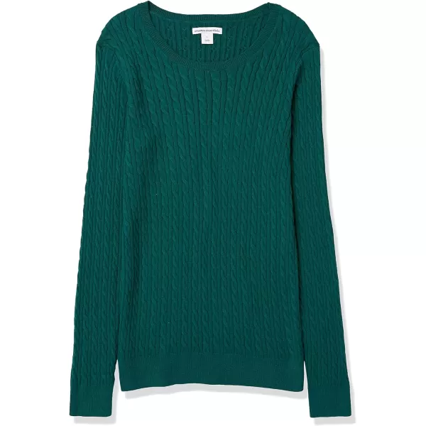 Amazon Essentials Womens Lightweight LongSleeve Cable Crewneck Sweater Available in Plus SizeDark Green