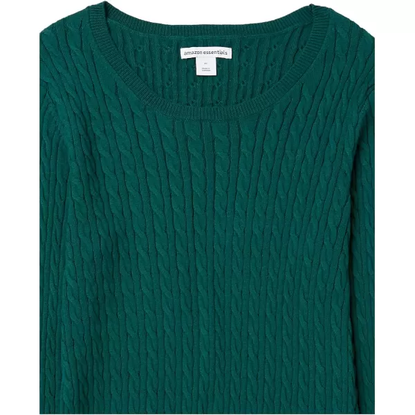 Amazon Essentials Womens Lightweight LongSleeve Cable Crewneck Sweater Available in Plus SizeDark Green