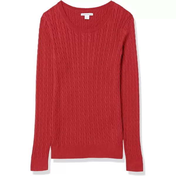 Amazon Essentials Womens Lightweight LongSleeve Cable Crewneck Sweater Available in Plus SizeDark Red