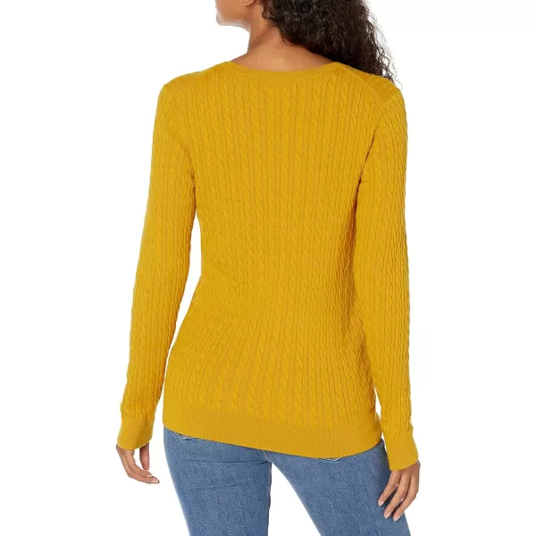 Amazon Essentials Womens Lightweight LongSleeve Cable Crewneck Sweater Available in Plus SizeGold