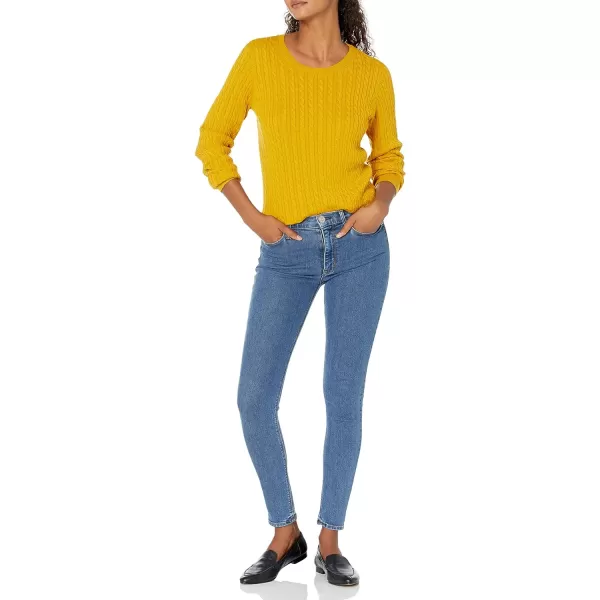 Amazon Essentials Womens Lightweight LongSleeve Cable Crewneck Sweater Available in Plus SizeGold