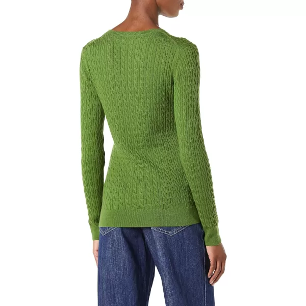 Amazon Essentials Womens Lightweight LongSleeve Cable Crewneck Sweater Available in Plus SizeGreen