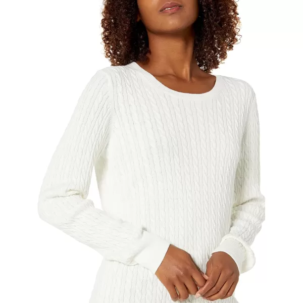 Amazon Essentials Womens Lightweight LongSleeve Cable Crewneck Sweater Available in Plus SizeIvory