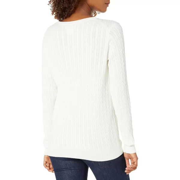 Amazon Essentials Womens Lightweight LongSleeve Cable Crewneck Sweater Available in Plus SizeIvory