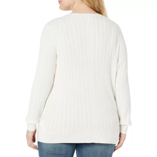 Amazon Essentials Womens Lightweight LongSleeve Cable Crewneck Sweater Available in Plus SizeIvory