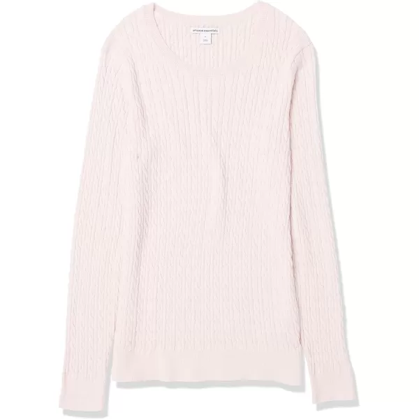 Amazon Essentials Womens Lightweight LongSleeve Cable Crewneck Sweater Available in Plus SizeLight Pink