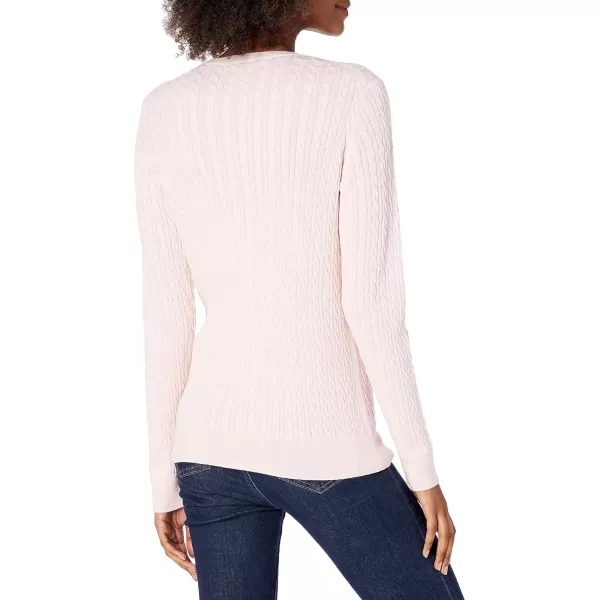 Amazon Essentials Womens Lightweight LongSleeve Cable Crewneck Sweater Available in Plus SizeLight Pink