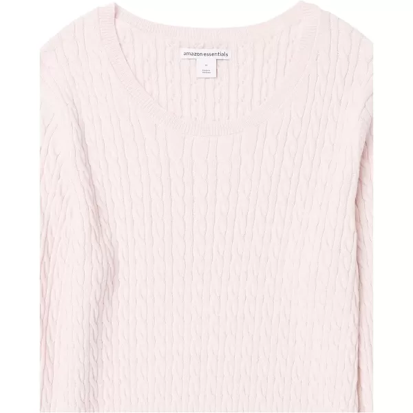 Amazon Essentials Womens Lightweight LongSleeve Cable Crewneck Sweater Available in Plus SizeLight Pink