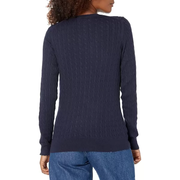Amazon Essentials Womens Lightweight LongSleeve Cable Crewneck Sweater Available in Plus SizeNavy
