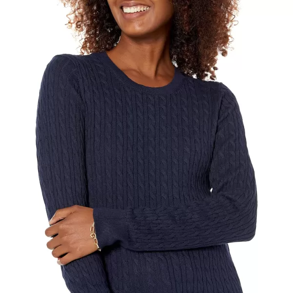 Amazon Essentials Womens Lightweight LongSleeve Cable Crewneck Sweater Available in Plus SizeNavy