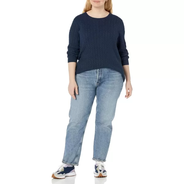 Amazon Essentials Womens Lightweight LongSleeve Cable Crewneck Sweater Available in Plus SizeNavy