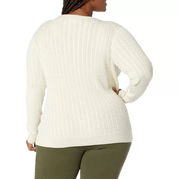 Amazon Essentials Womens Lightweight LongSleeve Cable Crewneck Sweater Available in Plus SizeOatmeal Heather