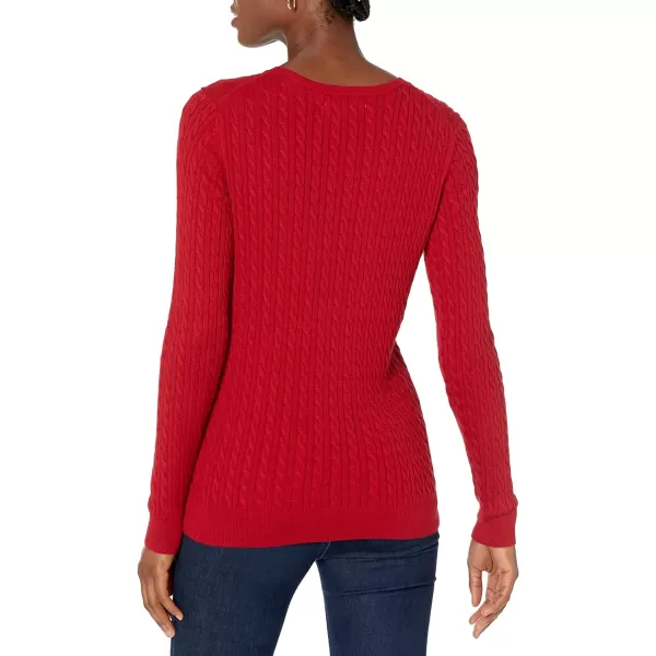 Amazon Essentials Womens Lightweight LongSleeve Cable Crewneck Sweater Available in Plus SizeRed