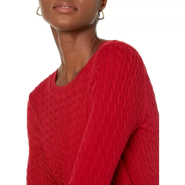 Amazon Essentials Womens Lightweight LongSleeve Cable Crewneck Sweater Available in Plus SizeRed