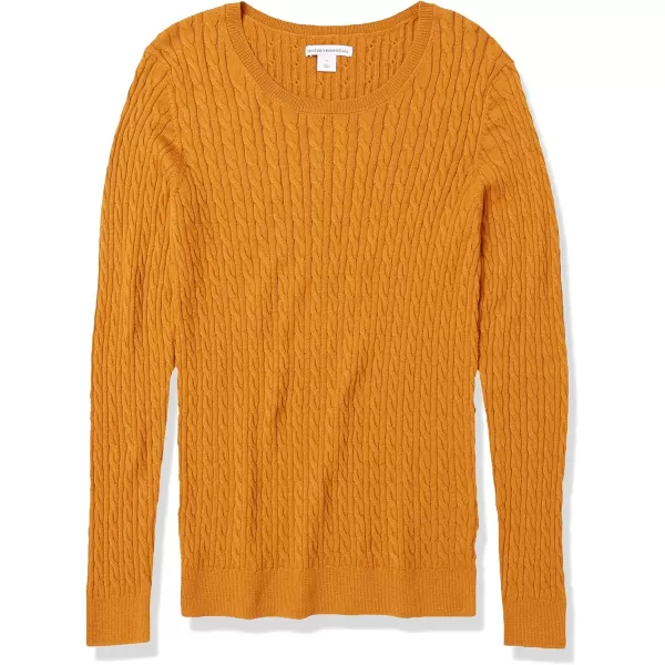 Amazon Essentials Womens Lightweight LongSleeve Cable Crewneck Sweater Available in Plus SizeTobacco Brown