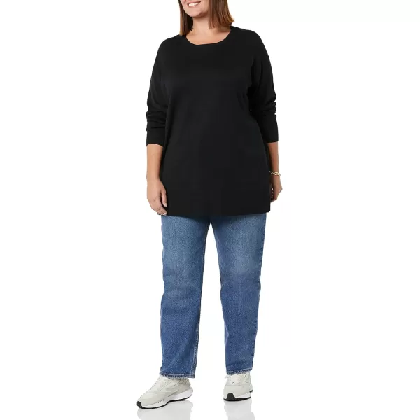 Amazon Essentials Womens Lightweight LongSleeve Crew Neck Tunic Sweater Available in Plus SizeBlack