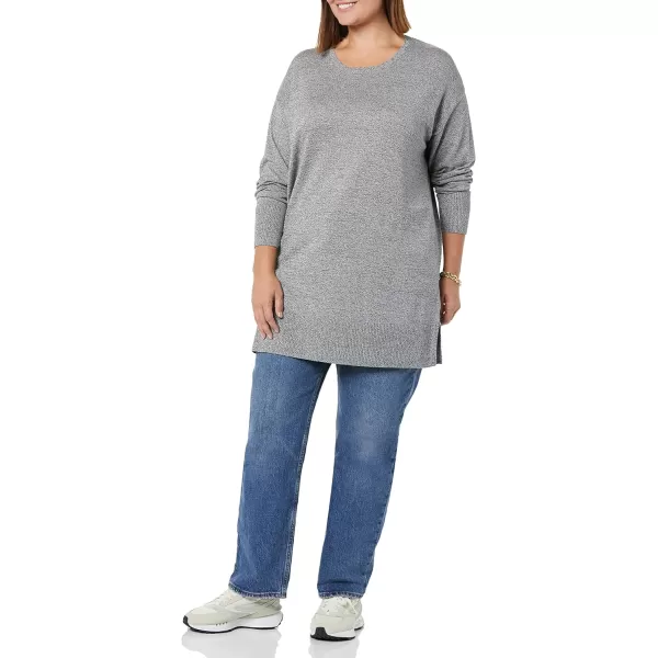 Amazon Essentials Womens Lightweight LongSleeve Crew Neck Tunic Sweater Available in Plus SizeCharcoal Marl